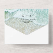 Kuststrand Bestemming QR Code RSVP Bruiloft All In One Uitnodiging (Achterkant)