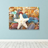 Kuststrand Blauw Zee Glaskunst Prints Canvas (Insitu (Houten vloer))