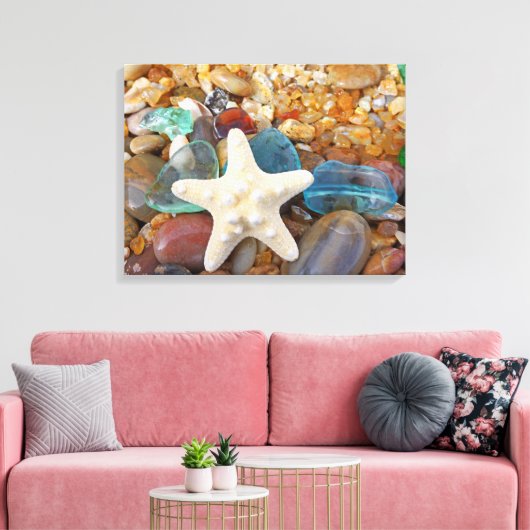 Kuststrand Blauw Zee Glaskunst Prints Canvas (Insitu (Woonkamer))