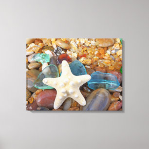 Kuststrand Blauw Zee Glass Art Print Canvas