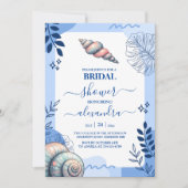 Kuststrand blauw zeeschelp Vrijgezellenfeest Kaart (Voorkant)