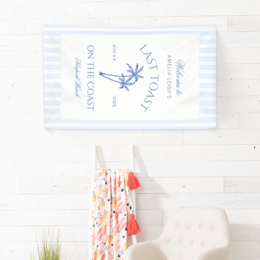 Kuststrand Blauwe Palmbomen Bachelorette Banner (Insitu)