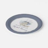 Kuststrand blauwe schelp bruiloftsdouche papieren bordje (Gekanteld)
