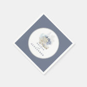 Kuststrand blauwe zeeschelp bruiloft servet (Hoek)