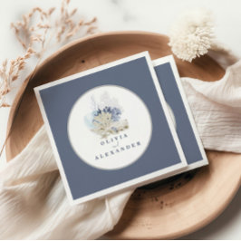 Kuststrand blauwe zeeschelp bruiloft servet