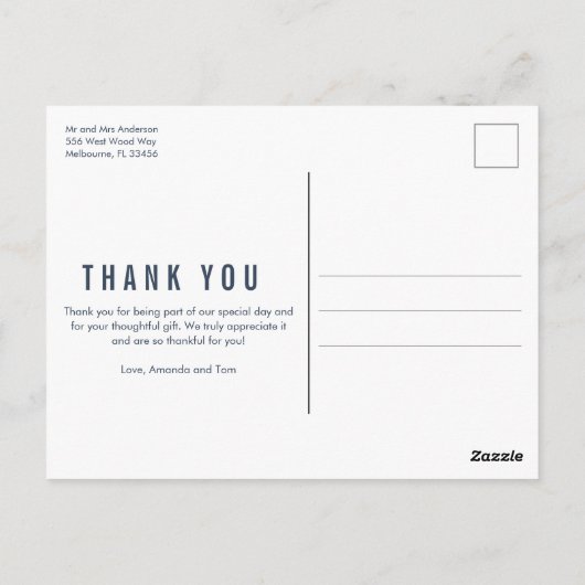 Kuststrand bruiloft bedankt briefkaart (Achterkant)