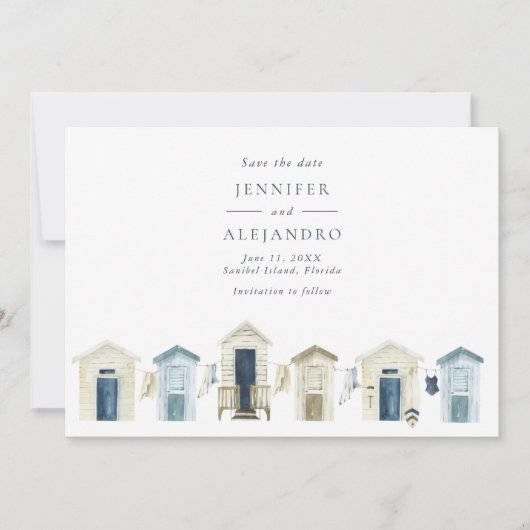 Kuststrand bruiloft foto save the date (Voorkant)