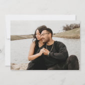 Kuststrand bruiloft foto save the date (Achterkant)