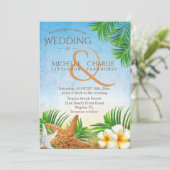 Kuststrand bruiloft kaart (Staand voorkant)