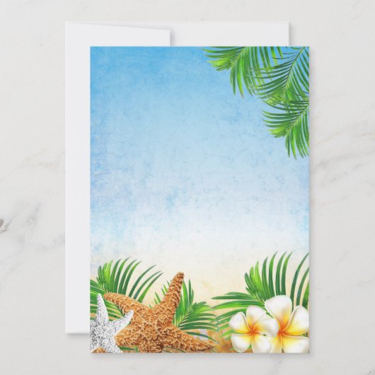 Kuststrand bruiloft kaart (Achterkant)