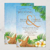 Kuststrand bruiloft kaart (Voorkant / Achterkant)