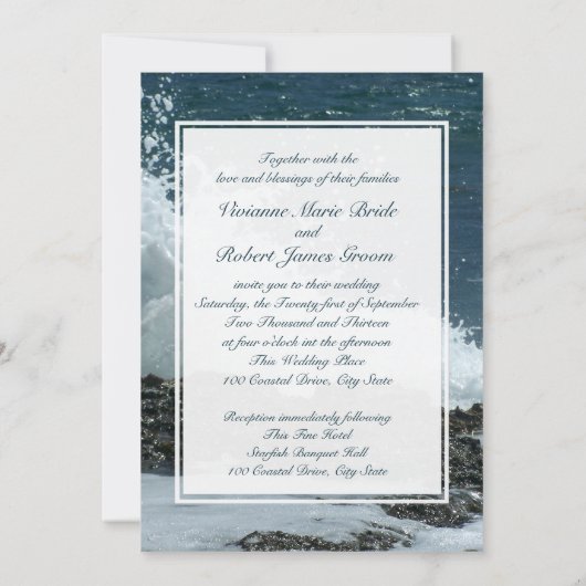 Kuststrand bruiloft kaart (Achterkant)