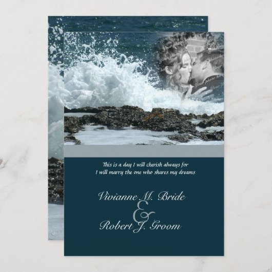 Kuststrand bruiloft kaart (Voorkant / Achterkant)