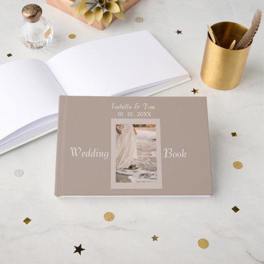 Kuststrand bruiloft | Neutrale Boho gast herinneri Gastenboek (Voorkant open)