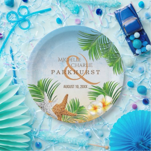 Kuststrand bruiloft papieren bordje (Feest)