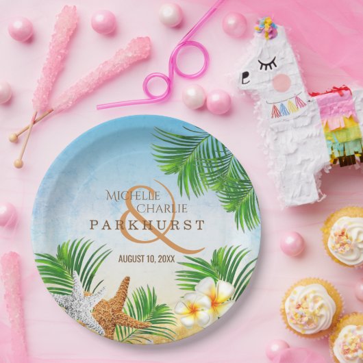 Kuststrand bruiloft papieren bordje (Feest)