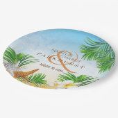 Kuststrand bruiloft papieren bordje (Gekanteld)