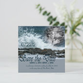 Kuststrand bruiloft save the date (Staand voorkant)