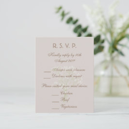 Kuststrand bruiloft | Zachte neutrale kleur RSVP Kaartje