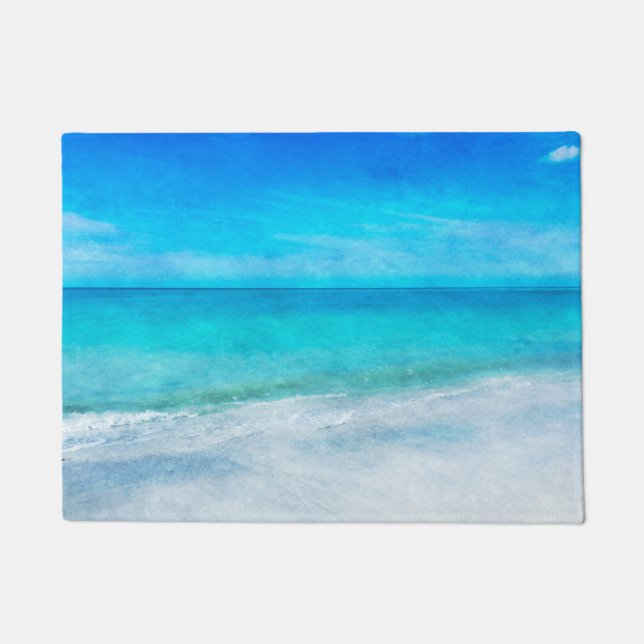 Kuststrand Decor Blauwgroen Aqua Turquoise Blue Deurmat (Voorkant)