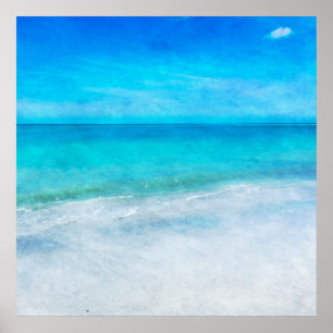 Kuststrand Decor Blauwgroen Aqua Turquoise Blue Poster