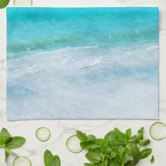Kuststrand Decor Blauwgroen Aqua Turquoise Blue Theedoek (Gevouwen)