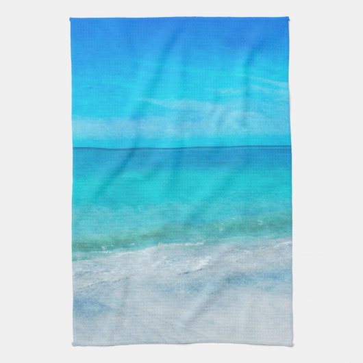 Kuststrand Decor Blauwgroen Aqua Turquoise Blue Theedoek (Verticaal)