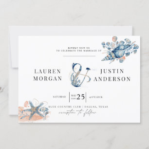 kuststrand Elegant Wedding Invitation Kaart