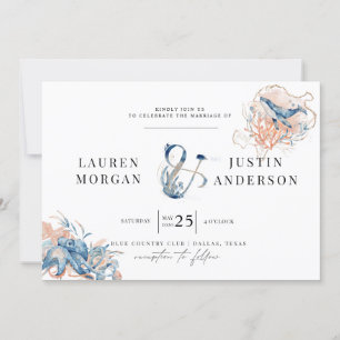 kuststrand Elegant Wedding Invitation Kaart