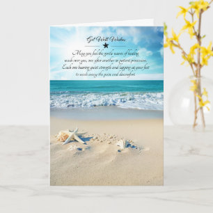 Kuststrand en Zeester Sentimentele Beterschap Kaart