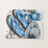 Kuststrand Flip Flop en Hoed Puzzel (Horizontaal)