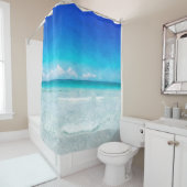 Kuststrand in de Blauwgroen Aqua Turquoise Blue Douchegordijn (In situ)