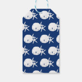 Kuststrand kerstmarineblauw cadeaulabel (Achterkant)