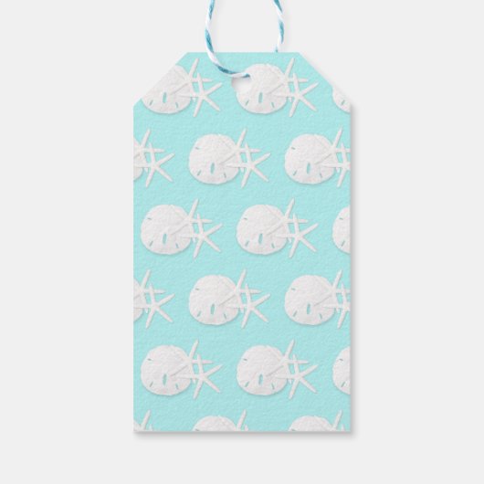 Kuststrand Kerstmis Aqua Blue Cadeaulabel (Achterkant)