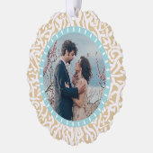 Kuststrand Koraalrif nautisch 2 aangepaste foto's Ornament Kaart (Links)