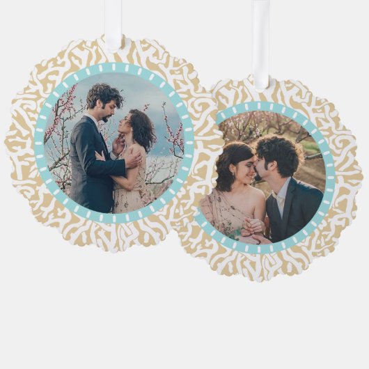 Kuststrand Koraalrif nautisch 2 aangepaste foto's Ornament Kaart (Voorkant / Achterkant)