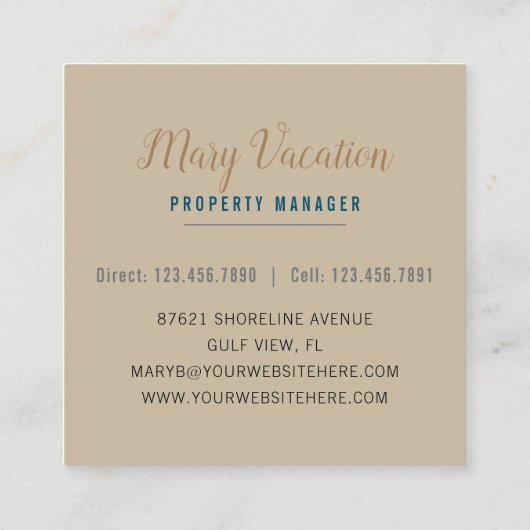 Kuststrand Kunstvakantie Vierkante Visitekaartje (Achterkant)