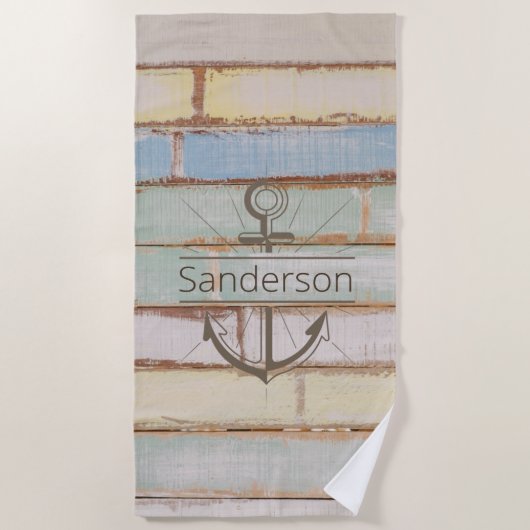 Kuststrand Kustdoornautical Weathered Summer Beach Strandlaken (Voorkant)