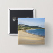 Kuststrand langs de kust nabij Tarifa Vierkante Button 5,1 Cm (Voorkant /achterkant)