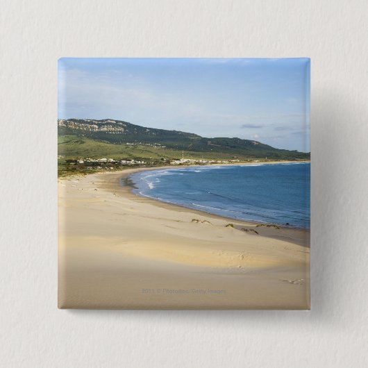 Kuststrand langs de kust nabij Tarifa Vierkante Button 5,1 Cm (Voorkant)