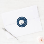 Kuststrand marineblauw Rondretouradres Ronde Sticker (Envelop)