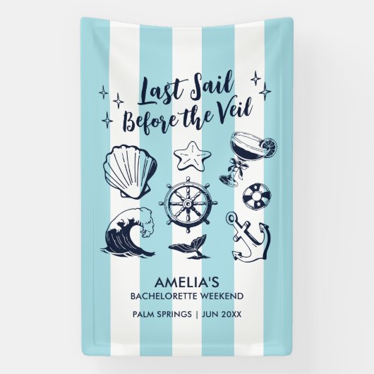 Kuststrand Meisjesuitje Laatste zeilstrepen Spandoek (Verticaal)