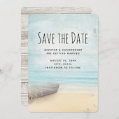 Kuststrand met bruiloft op zee save the date (Voorkant / Achterkant)