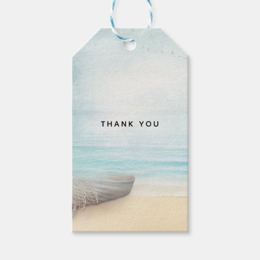 Kuststrand met een Gevist strand Dank je wel Cadeaulabel (Voorkant)