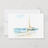 Kuststrand Moderne Watercolor Trouw Save The Date (Achterkant)