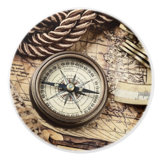  kuststrand nautisch antiek kompas keramische knop (Voorkant)