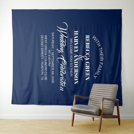 kuststrand nautische blauwe marine bruiloft achter wandkleed (In Situ (horizontaal))