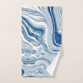 kuststrand nautische golven waterverf blauwe zwemm bad handdoek (Handdoek)
