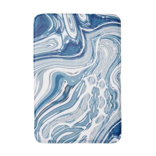 kuststrand nautische golven waterverf blauwe zwemm badmat (Voorkant Verticaal)