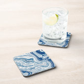 kuststrand nautische golven waterverf blauwe zwemm bier onderzetter (Rechterzijde)